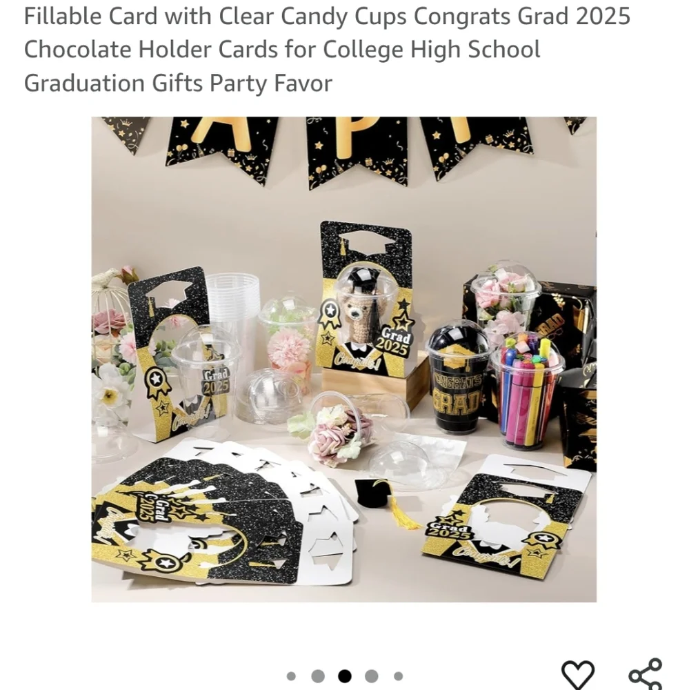 Graduation Candy Holder Cards Amd Cups Green And Black 12 Count New